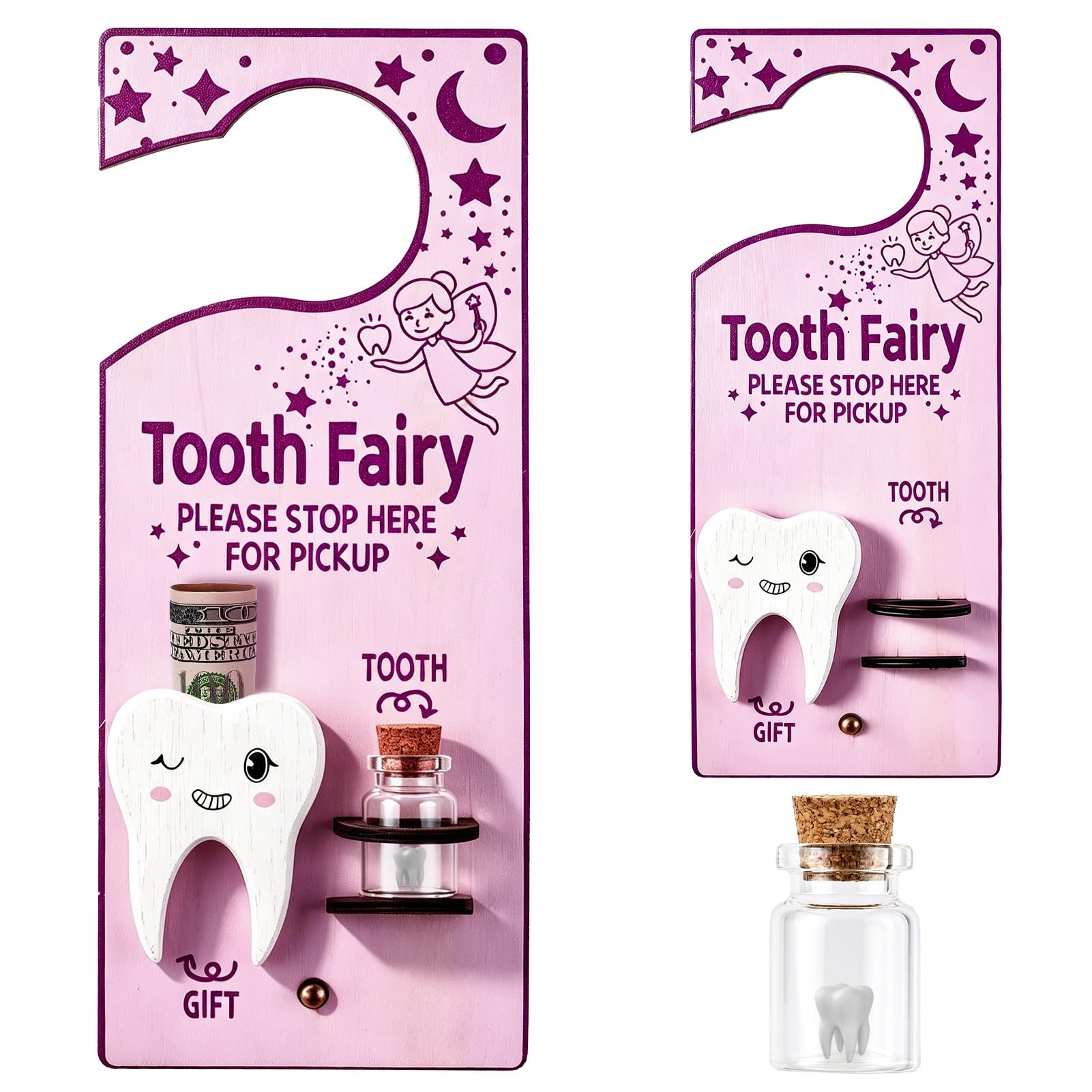 Fairy Tooth Gift Tooth Fairy Door Hanger with Glass Lost Teeth Keepsake Box