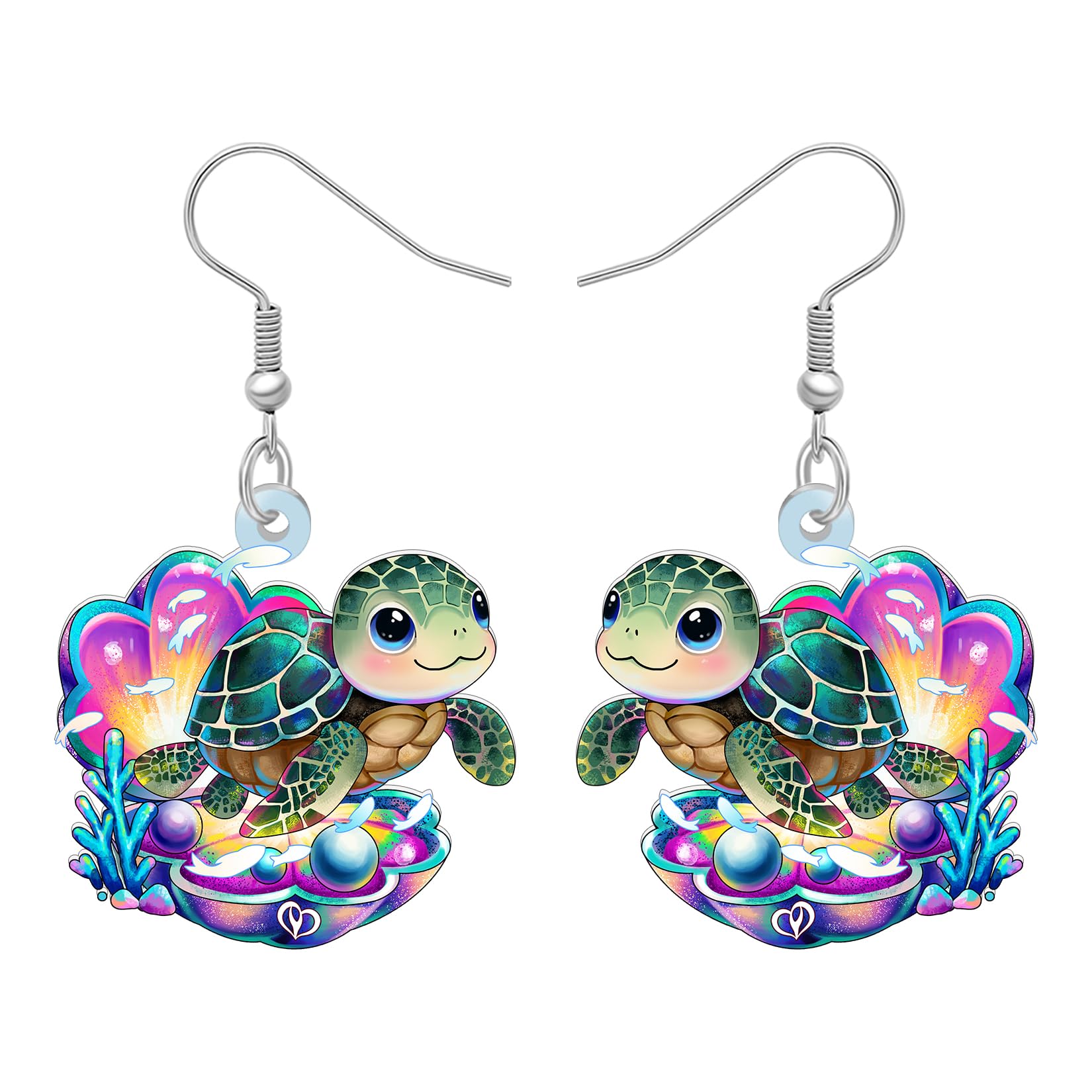 DUOWEI Acryl Anime Tropisch Meer Schildkröte Ohrringe Hängend Funny Ozean Tiere Sommer Schmuck Zubehör Schildkröte Geschenke für Damen Mädchen Strand Urlaub Liebende Reize