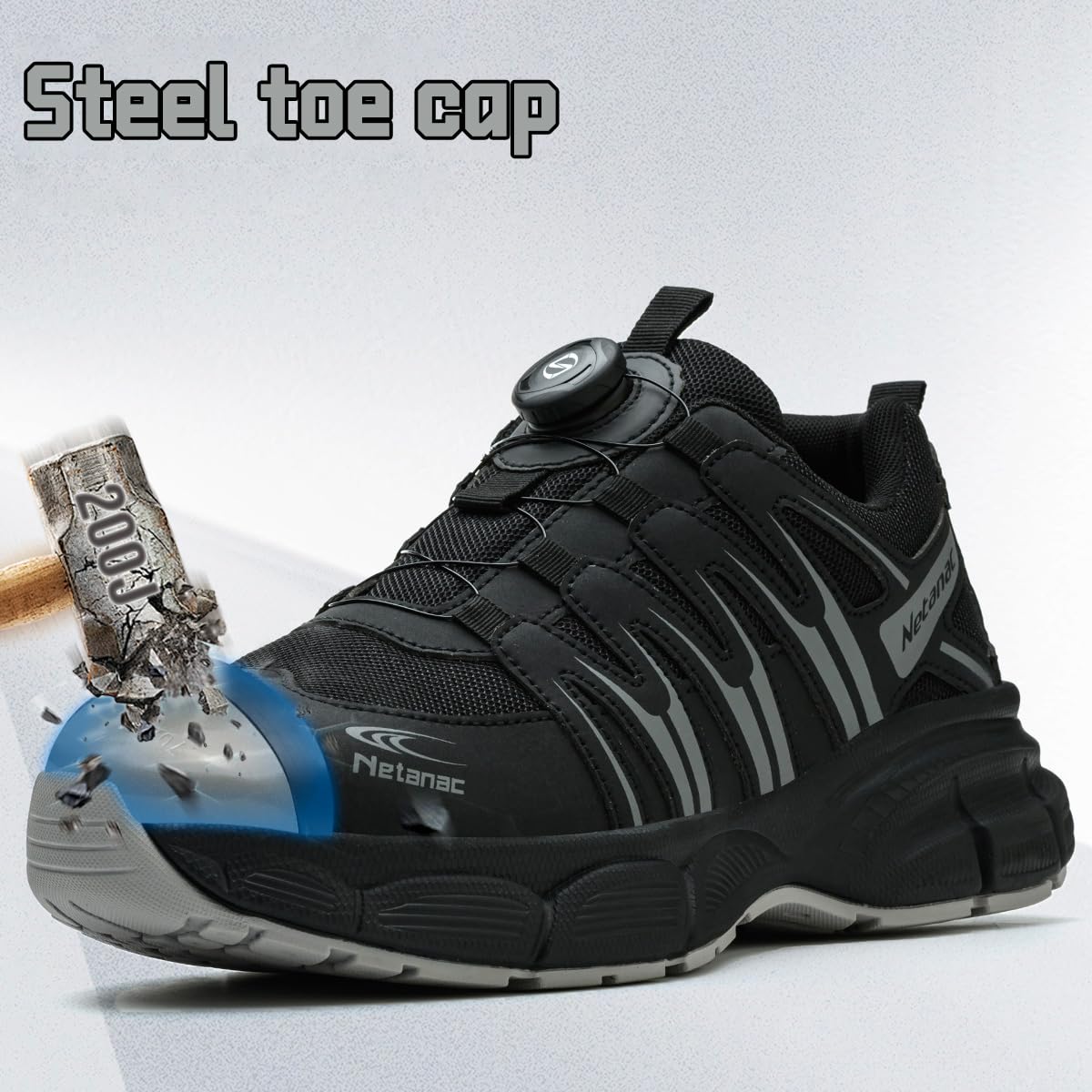 Arbeitsschuhe Herren Leicht Sicherheitsschuhe, Stahlkappenschuhe Damen, Atmungsaktive Bequeme &Breite Passform, Gummisohle