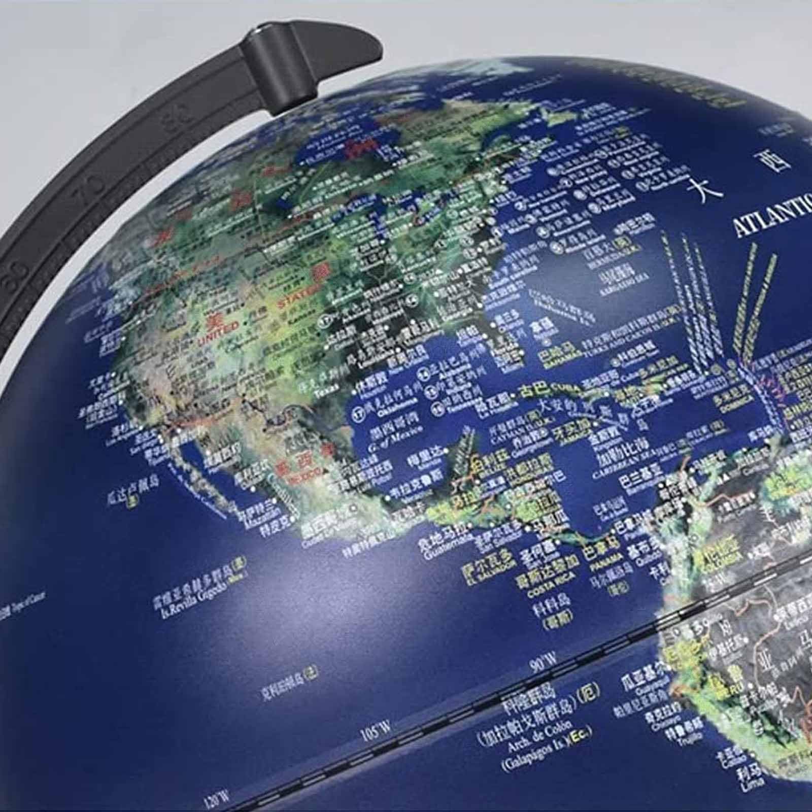 Globo terráqueo de 12 pulgadas, mapa en relieve elevado, luz nocturna recargable con soporte de escala de metal y base, globo con mapa en relieve, decoración del hogar (Size : Blue)