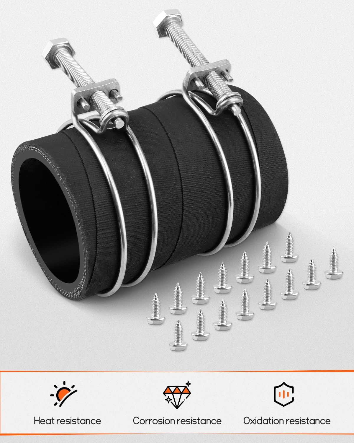 Gas Fuel Tank Filler Hose Install Kit Fit for Ford Mustang/Falcon, Fit for Mercury Cougar/Comet/Montego/Caliente, 2 1/4" ID x 4" Wrapped Style