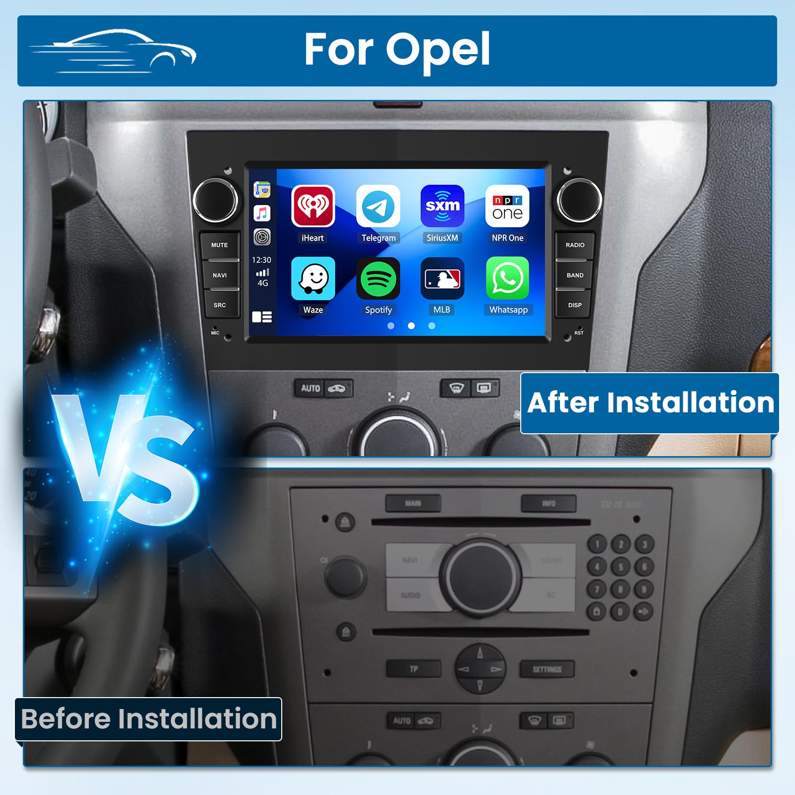Inefala 2+64G Autoradio Android 13 para Opel Corsa Astra Antara Vivaro Meriva Vectra Radio Coche con Pantalla de 7 Pulgadas con Mirror Link/BT/Navegación GPS/Cámara de Respaldo