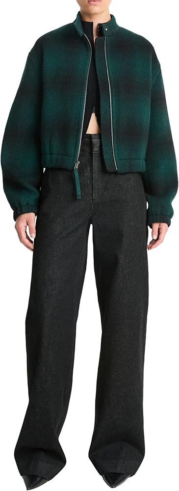 Amazon.com: Vince Womens SHADOW PLAID BOMBER, JUNIPER, X-SMALL