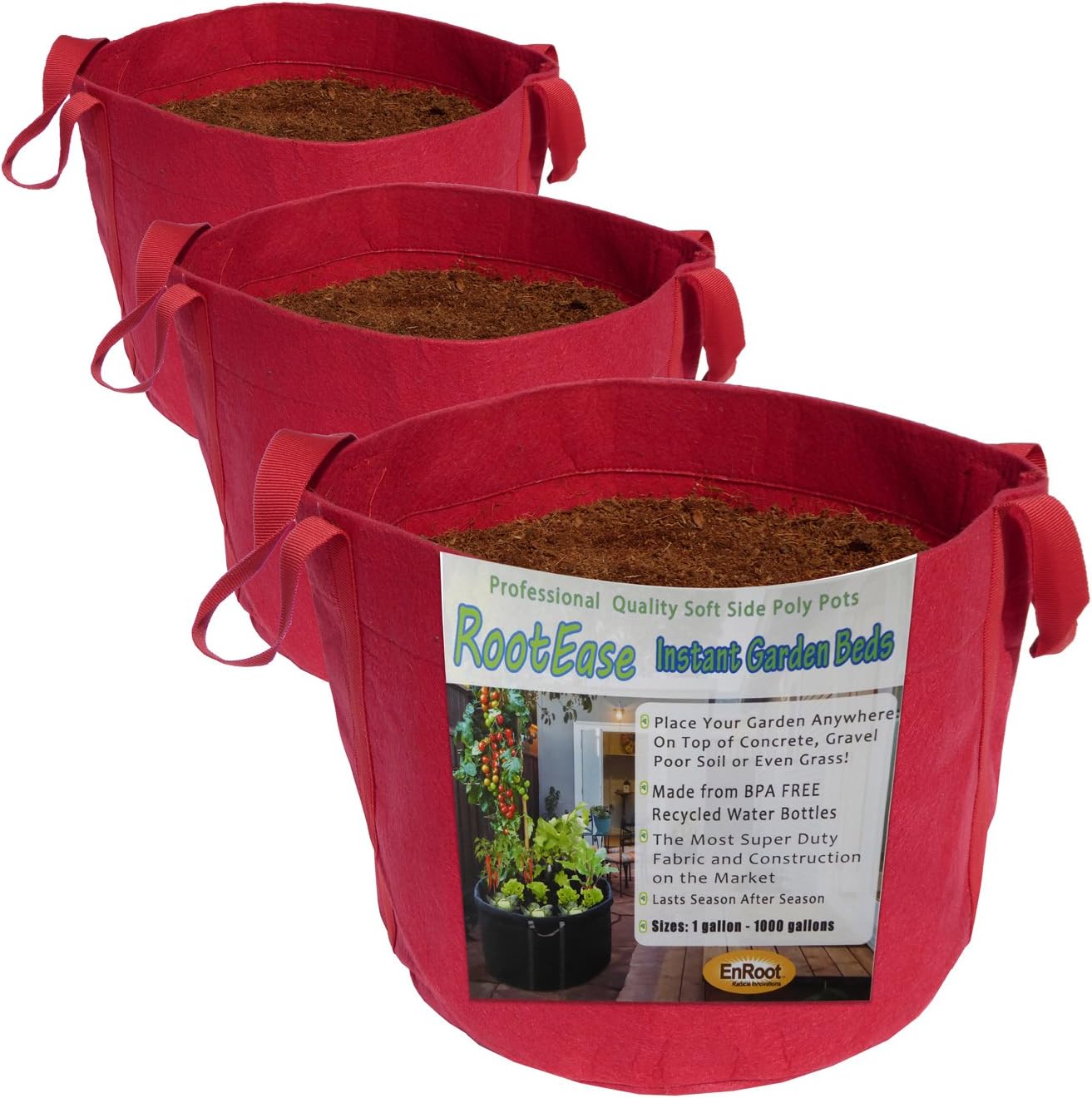 Enroot RootEase Garden Planting Fabric Grow Bags, Heavy