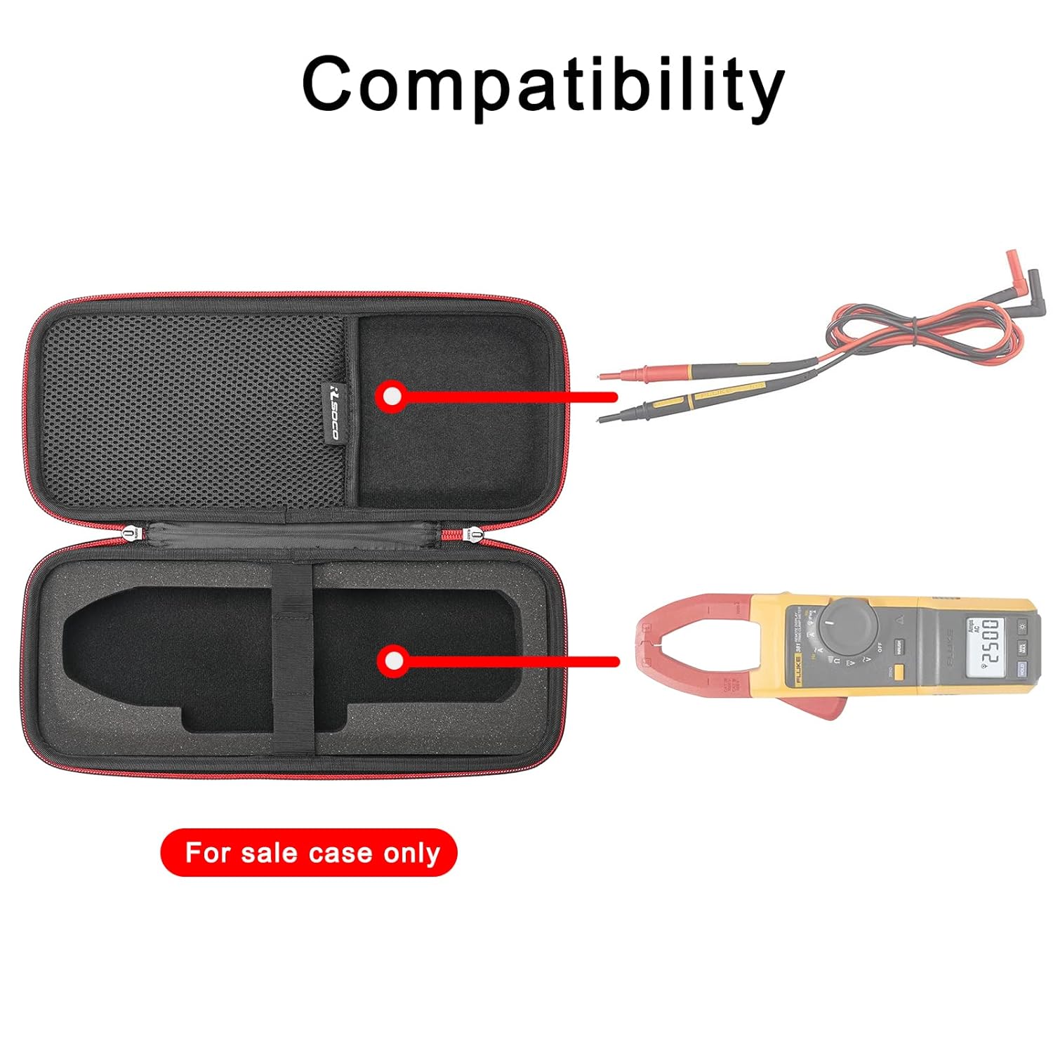 RLSOCO Hard Case for Fluke 378 FC/381/393 FC/377 FC AC/DC TRMS Non-Contact Voltage Wireless Clamp | Compact Design with YKK Zipper & Scratch Protection (Case Only)