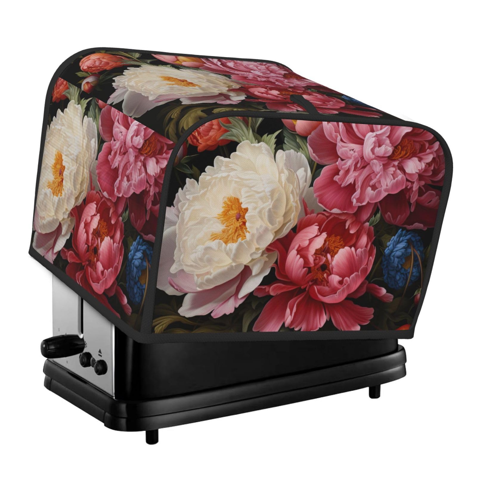 Garden Peony Print 4-Slice Toaster Cover Dustproof Waterproof Kitchen Appliance Protector For Bread