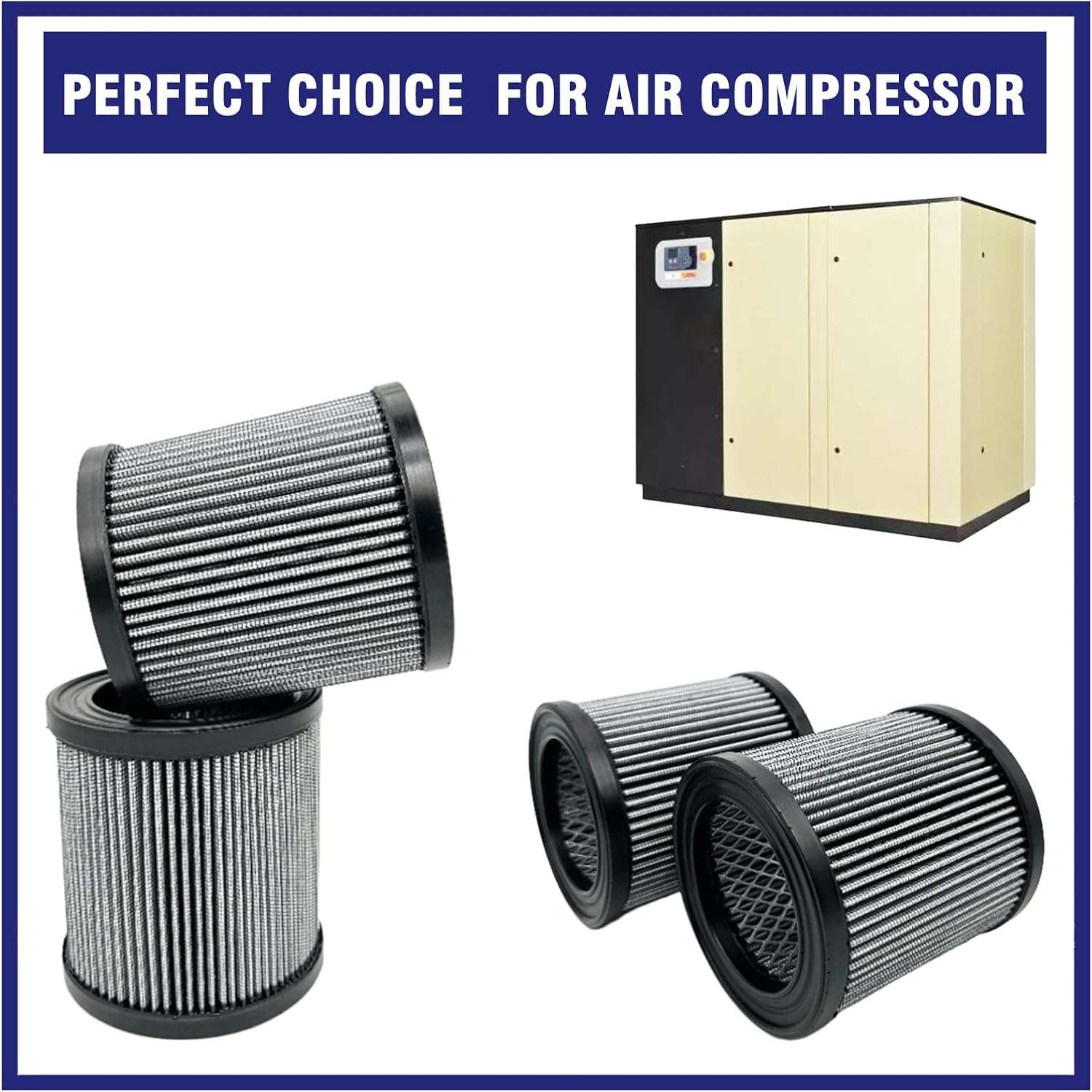 4 Pcs 32012957 Air Filter for Air Compressor, Replace 110377E100 P5051A | 32012940 32175466 32165466 54726518 32127482 32019787 36330T78 2545 7100 3000 10T2 15T4 H15T4 TS7-TS15 42406 1R417