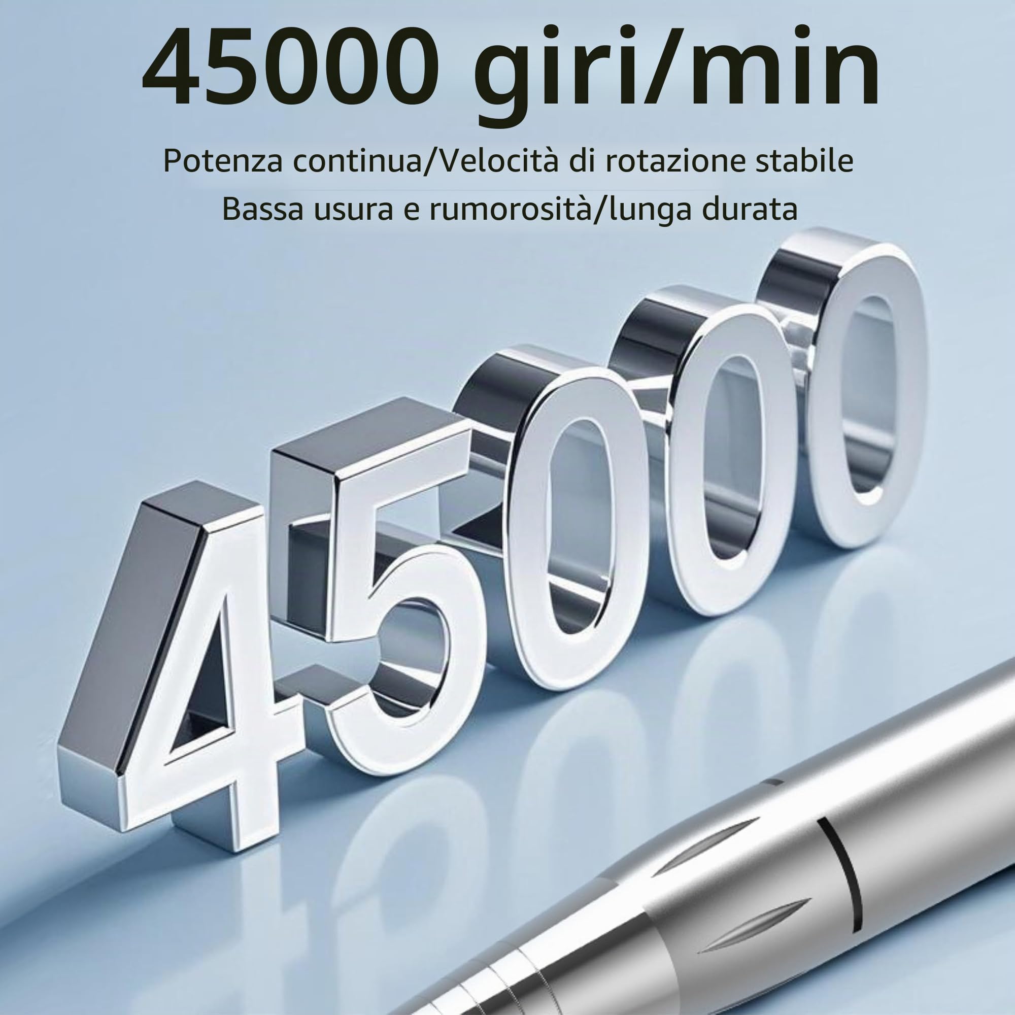 Fresa per unghie senza fili 50 W 45000 RPM con USB-C, ricaricabile, con set di fresa, lima elettrica professionale per unghie gel e acrilico, salone e casa