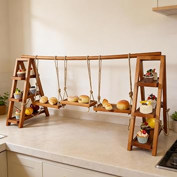 Large 3-Tier Wooden Cupcake Stand,Removable Tray for Cake Fruit Nut Cheese