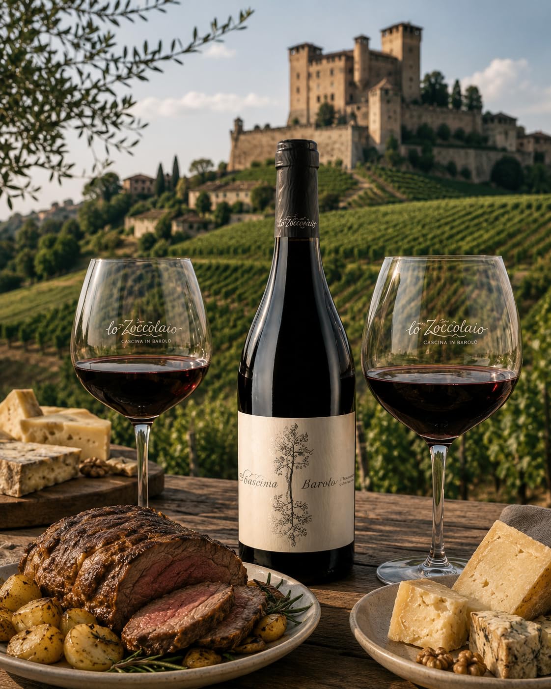 Lo Zoccolaio Cassetta Legno - Vino Rosso - Barbera D'Alba+Langhe Rosso+Barolo 3 Bottiglie x 750ml