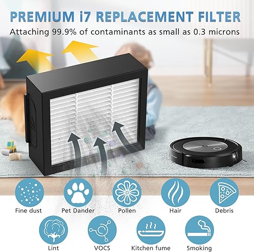 Miniatura 3 de Filtro de repuesto para iRobot Roomba e, i y j Series i7 i7+/Plus i3 i3+ E5 E6 E7 i4 i6 i6+ i8 i8+ Robot Aspiradores Partes, Paquete de 12 Filtros