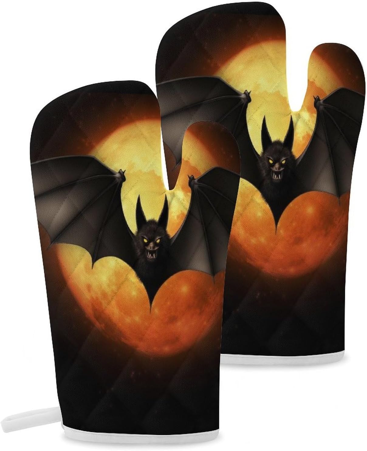2 Pcs Oven Mitts Heat Resistant Kitchen Gloves Soft Safety Halloween Bat Oven Glove for Microwave, Barbecue
