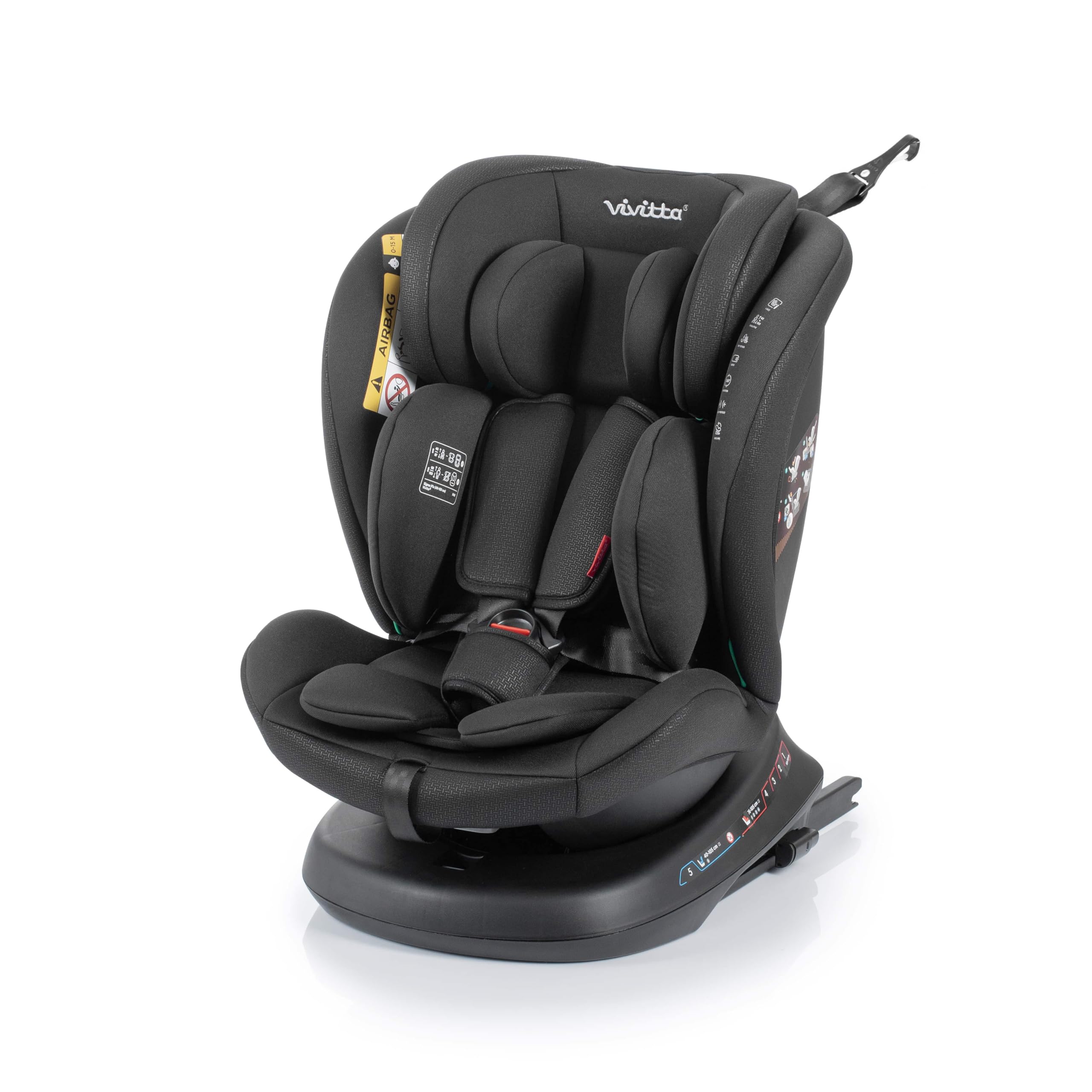 Silla de Coche Sigma i-Fix i-Size 40-150 cm, Rotación 360°, A Contramarcha hasta 105 cm, ISOFIX + Top Tether, Protección Lateral, Reclinable – BLACK CROSS