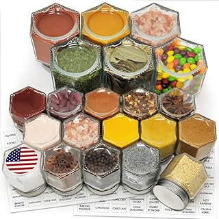 Magnetic Spice Jars Combo Pack 21 Set (6 Large 4 oz + 15 Small 2 oz) Ref...