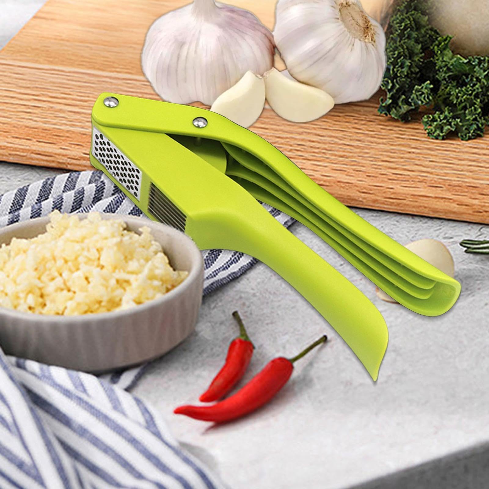 1/2 picadora de ajo, picadora de ajo, herramienta de prensa de jengibre con mango ergonómico, trituradora manual de jengibre de acero inoxidable, herramienta profesional para frutos secos, semillas | con mango ergonómico, trituradora manual de jengibre de