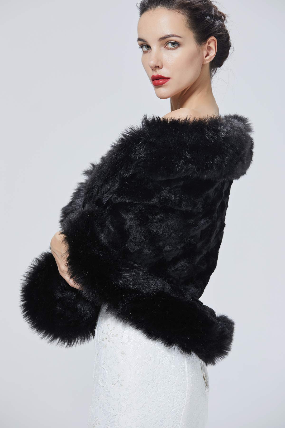 BEAUTELICATE Chal de piel sintética Estola Invierno Bolero Mujer Fiesta Vestido de Noche para Bodas Novia Dama de Honor