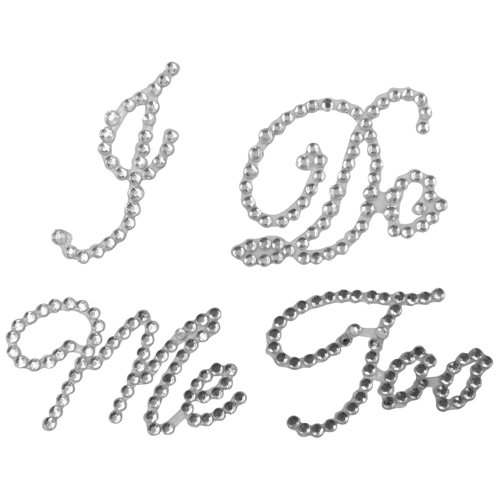 Musykrafties White E-Muse 2 Assorted Wedding Rhinestone Shoe Decals Stickers Applique I Do And Me Too Total 2 Pcs