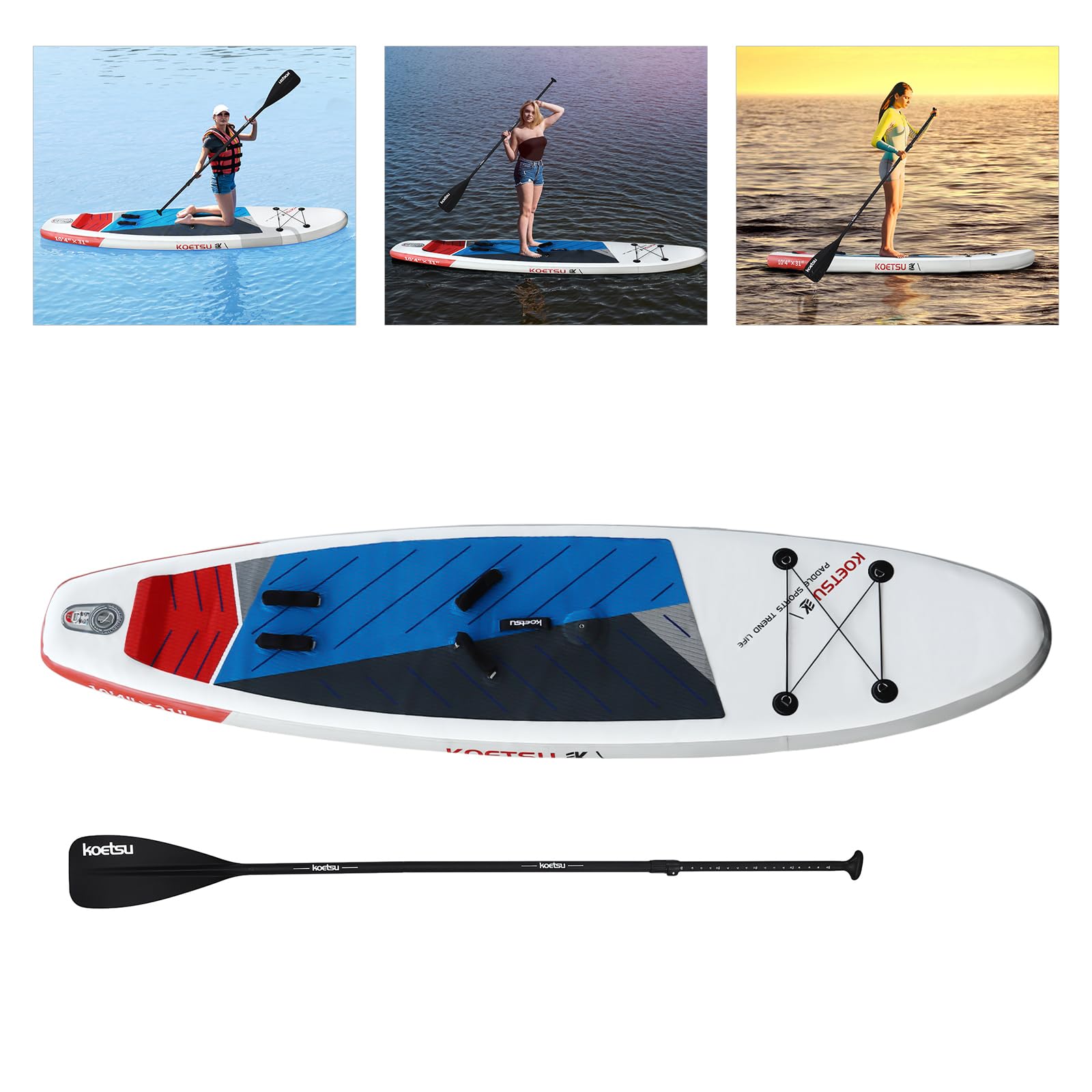 Tabla de paddleboard SUP Paddle Bomba Mochila Aleta hinchable Paddleboard 315 cm Windsurf Playa Familia Juego Completo con Bomba Mochila Remo y 2 Aletas