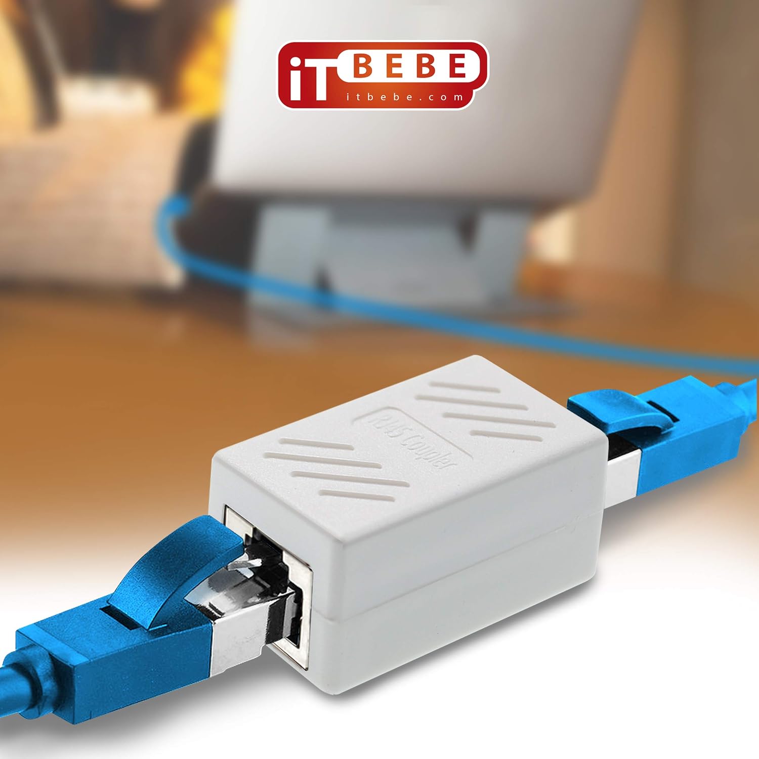 ITBEBE RJ45 in-Line Coupler Connector Cat6 Cat5E Ethernet Network Cable Extender Adapter (2-Pieces, White)