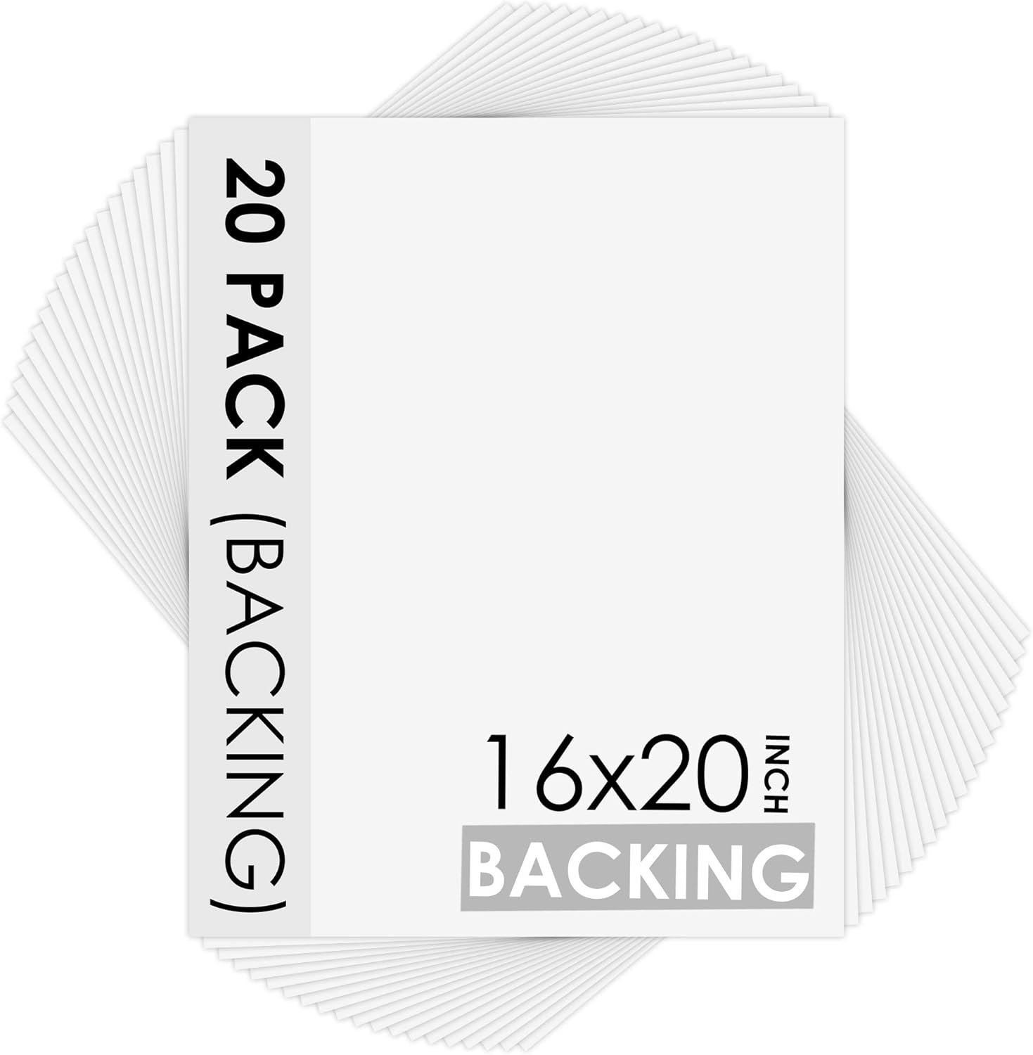 Mat Board Center, 20 Pack 16x20 Backing Board - Full Sheet - for Art, Prints, Photos, Prints and More, White Backing