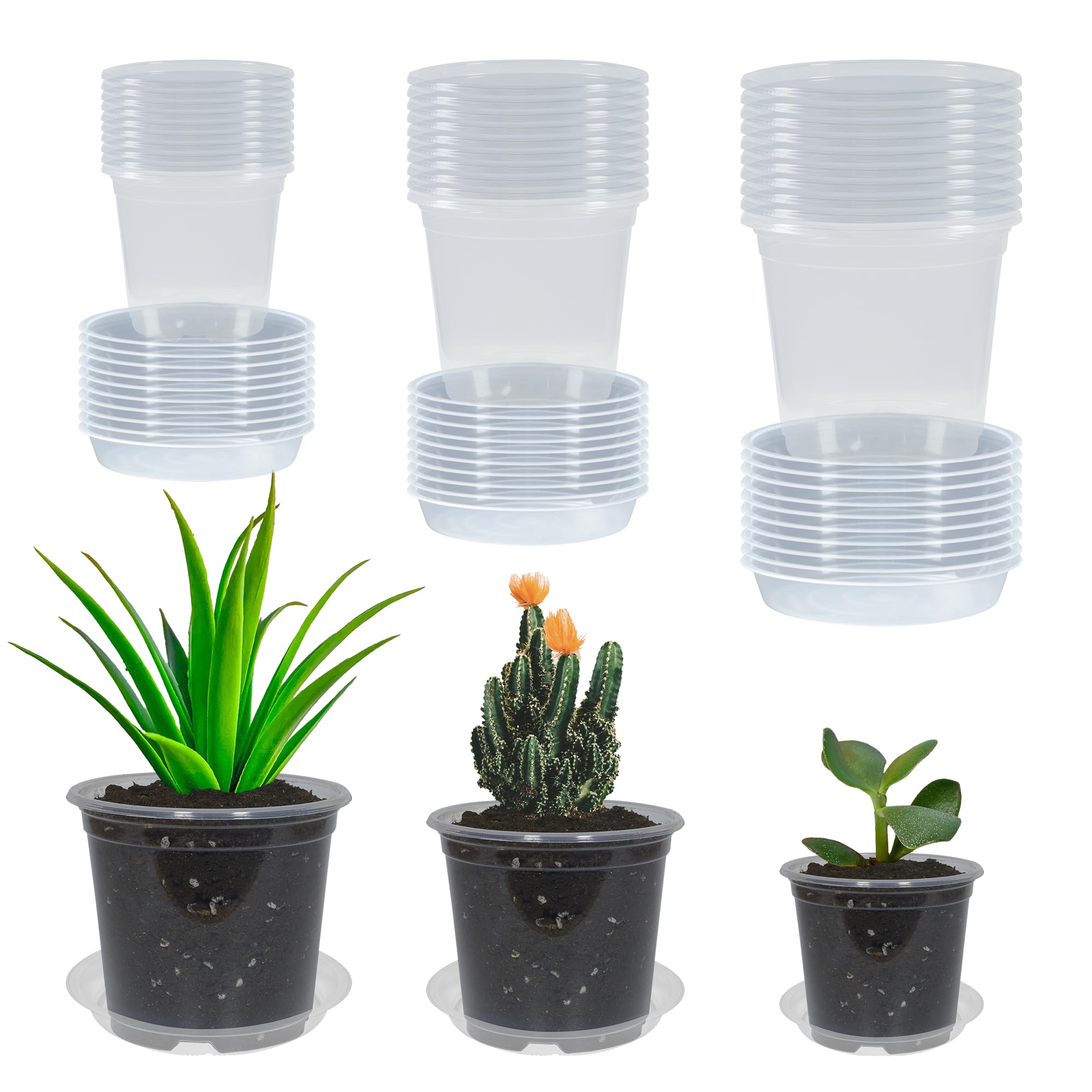 TNTIWQ 30 Pack Clear Nursery Pots with Saucers