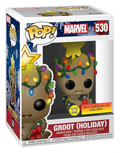 Funko POP! Marvel Holiday Groot with Lights (Glow in The Dark), Exclusive, Multicolor, 3.75 inches