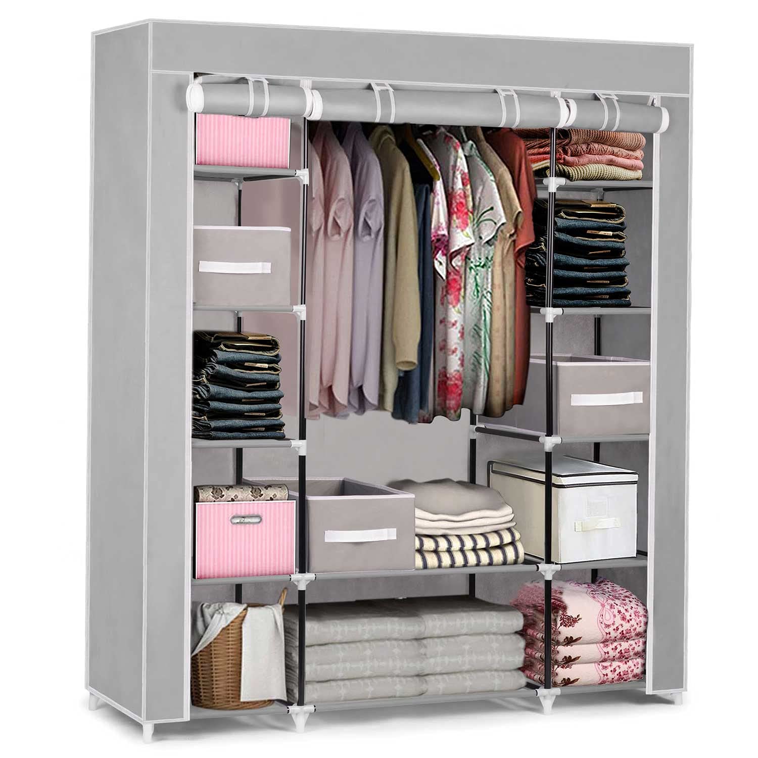 Armoire textile Massido 170 cm - Structure en acier - 12 étagères - Espace de rangement pour Armoire textile Massido 170 cm - Structure en acier - 12 étagères - Espace de rangement pour