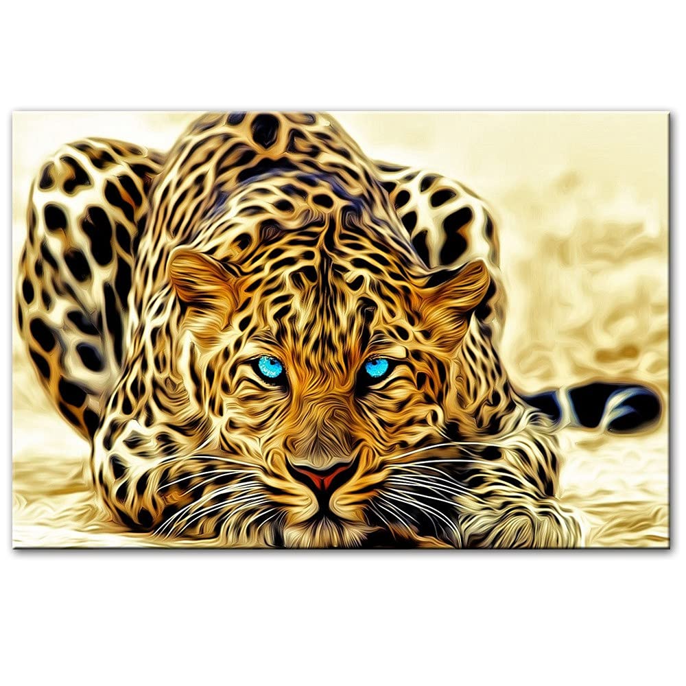 Diamond Painting guépard 40x100cm : broderie diamant mosaic haut de gamme pour adulte