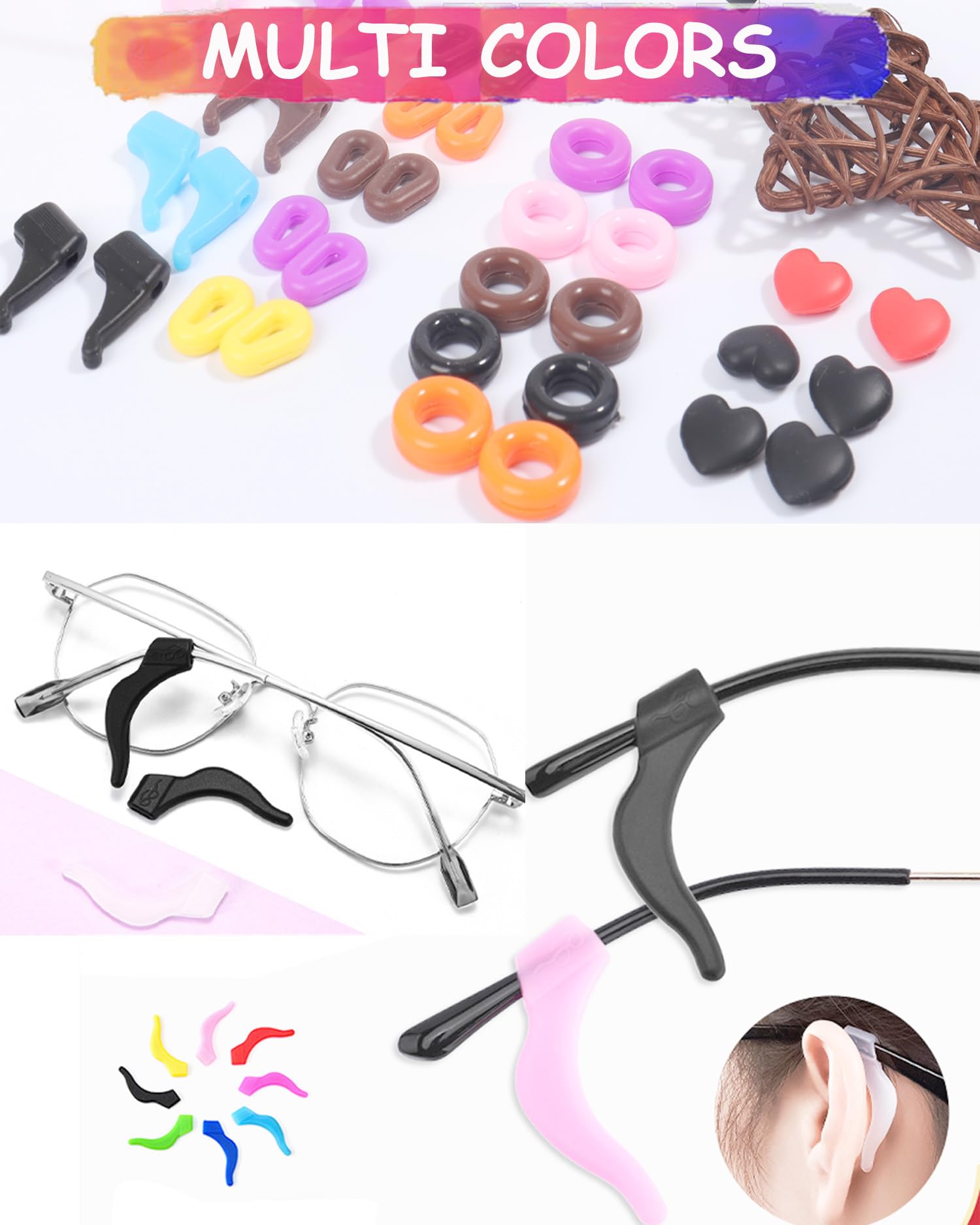 Pinzas de silicona para anteojos, agarre de oreja, retenedor de gafas deportivas, ganchos para las orejas