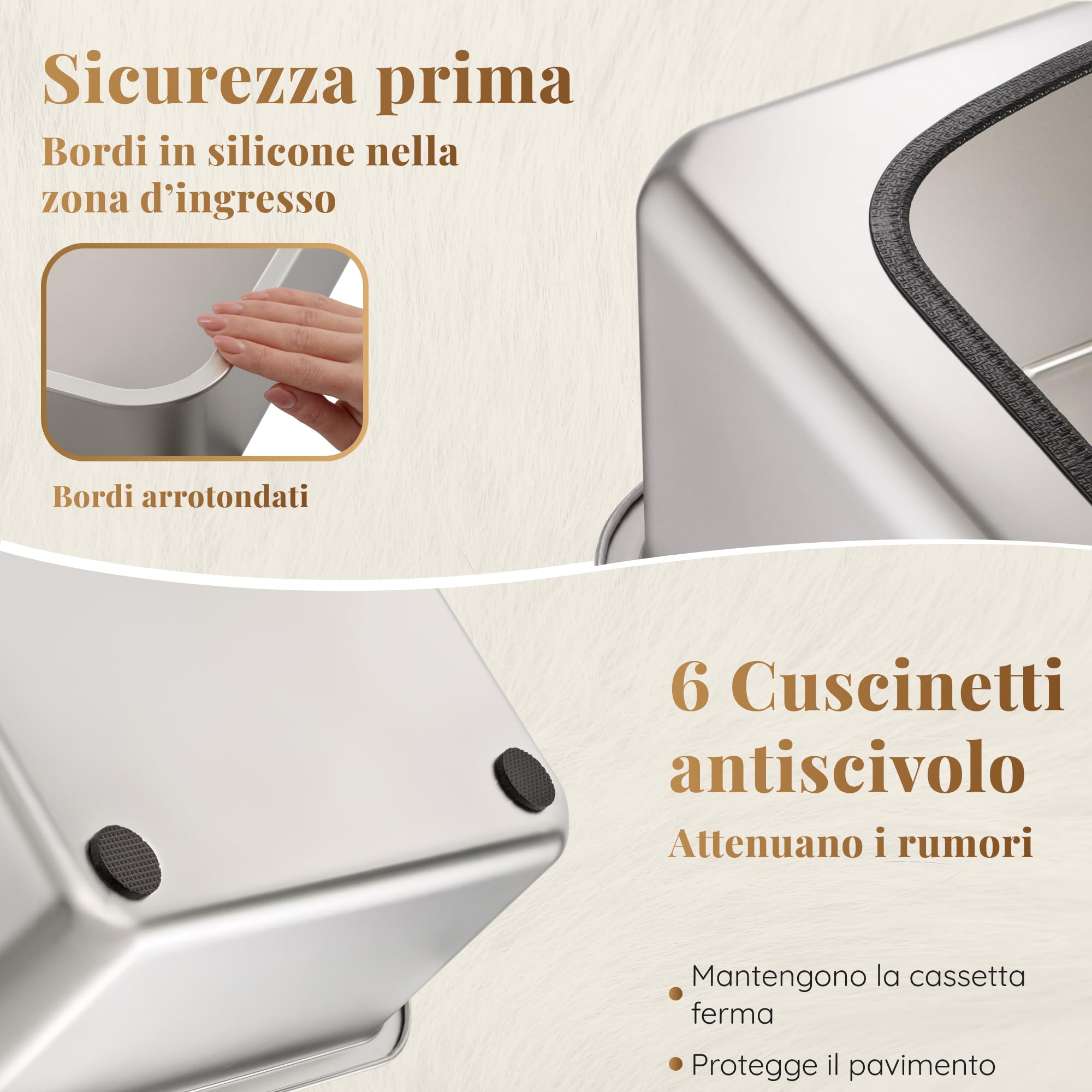 Lettiera Acciaio Inox – Inodore e Antiaderente – La Cassetta Gatto Inox XXL – Capacità 38L – Lettiere in acciaio per gatti – Con Paletta e Tappetino per Lettiera – 60 × 40 × 32 cm