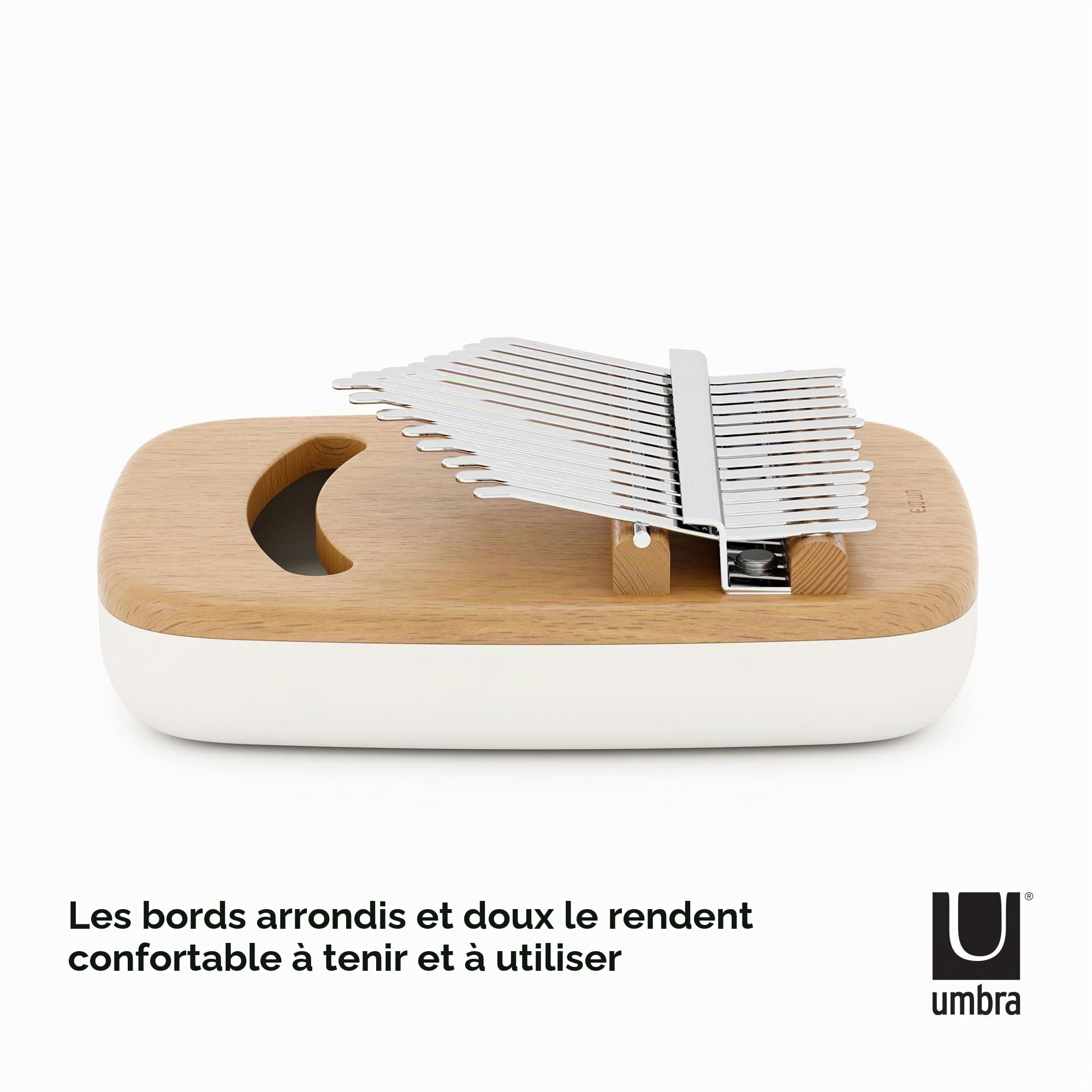 Umbra Strumba Kalimba Piano à pouce portable 15 touches Instrument de musique décoratif avec plateau intégré pour partitions de musique