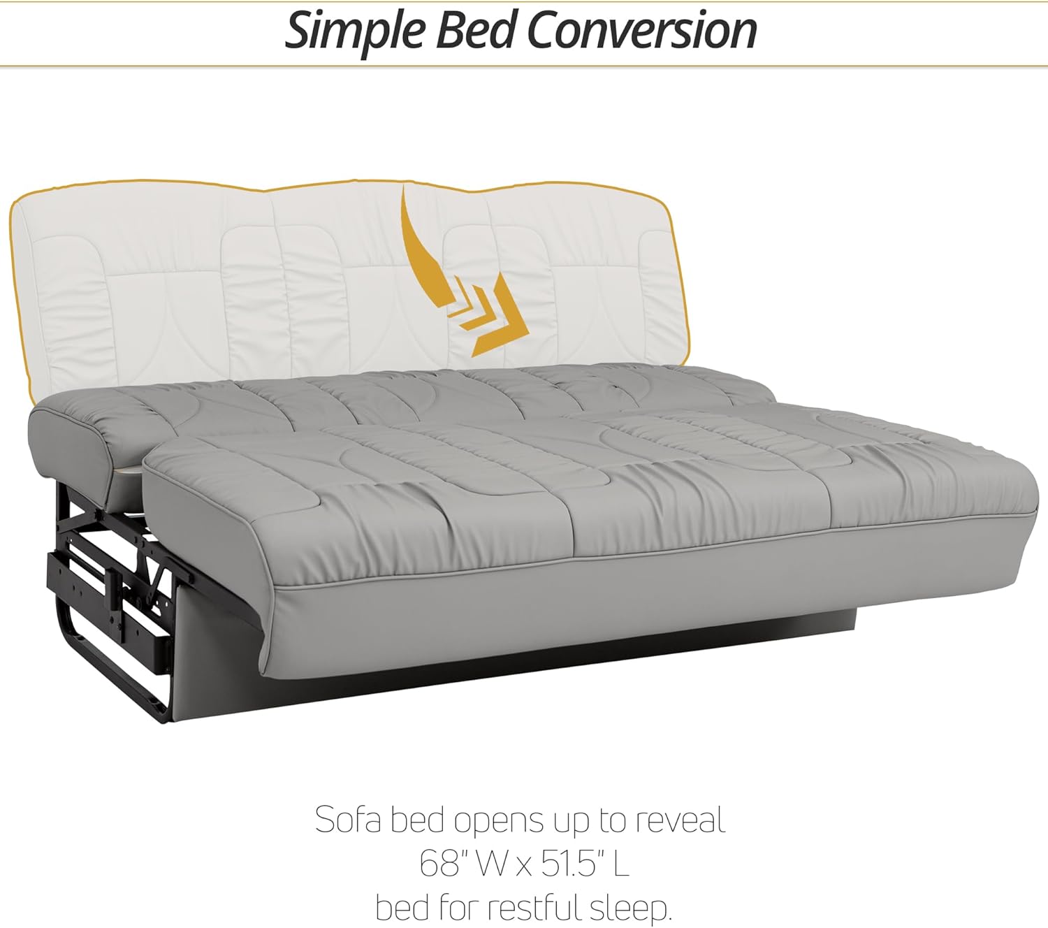 De Leon SL RV Sofa Bed, 68" Wide, Ultimate Leather, Ash