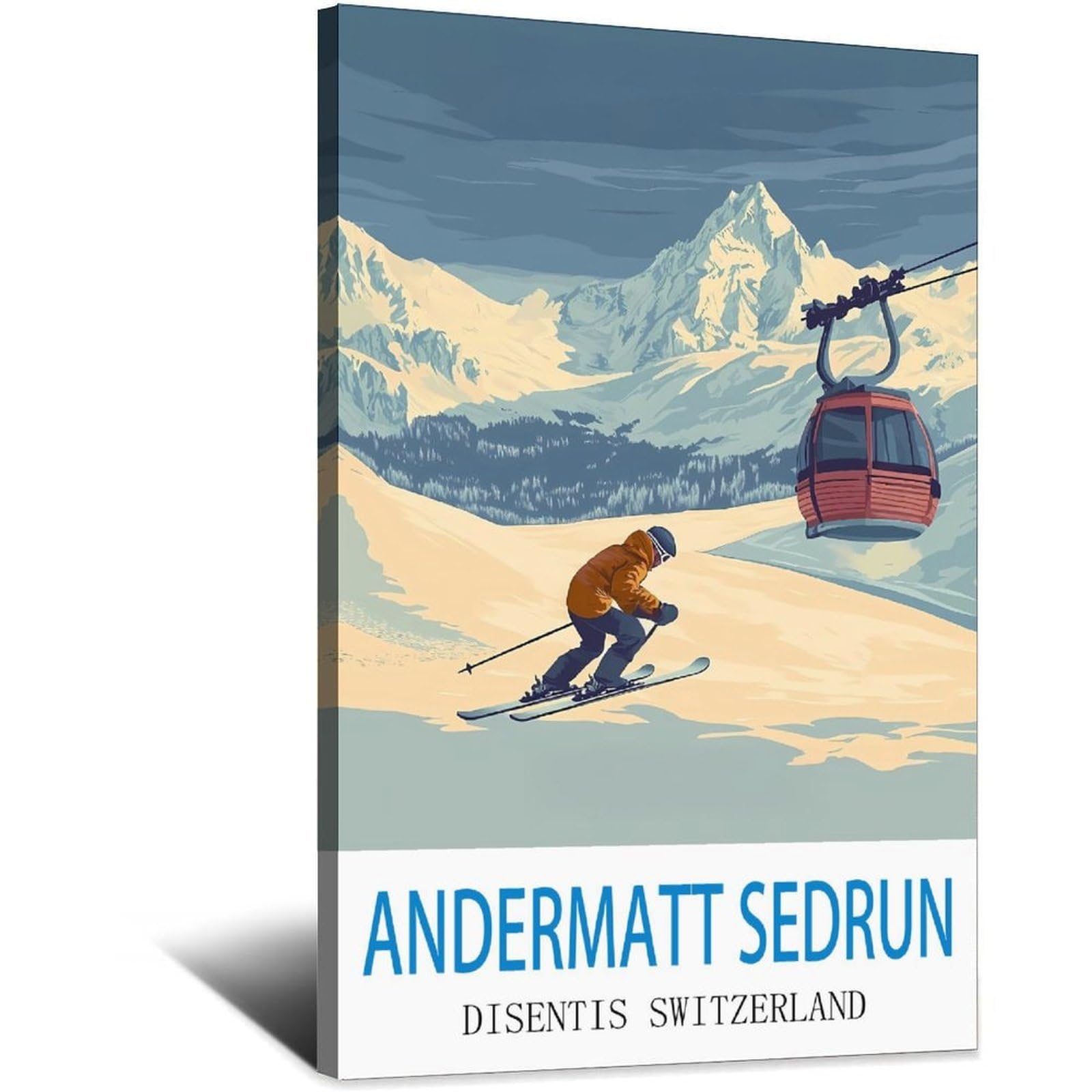 Poster vintage Andermatt Sedrun Disentis impression art