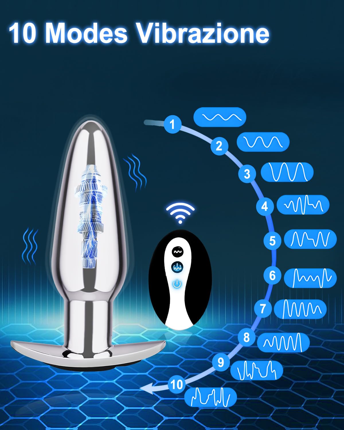 Vibratoreper Donna Telecomando Sex Toys Uomo, Plug Anale Prostata Vibratore Uomo Sextoys, Vibratoreper Donna Professionale Wireless, Vibratori Uomo Anali Plug Analesex Sexyshop 10 Modalità (Metals)