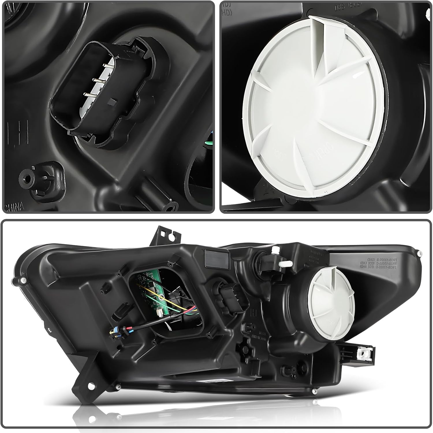 FO2518124 Headlight Assembly Fit with 2015-2017 for ford Mustang Black Housing Amber Reflector Clear Lens Driver and Passenger Side Headlamp FR3Z13008K