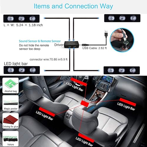 Miniatura 4 de Luces de atmósfera interior de coche, USB enchufable románticas estrellas luces para coches, DC 12V