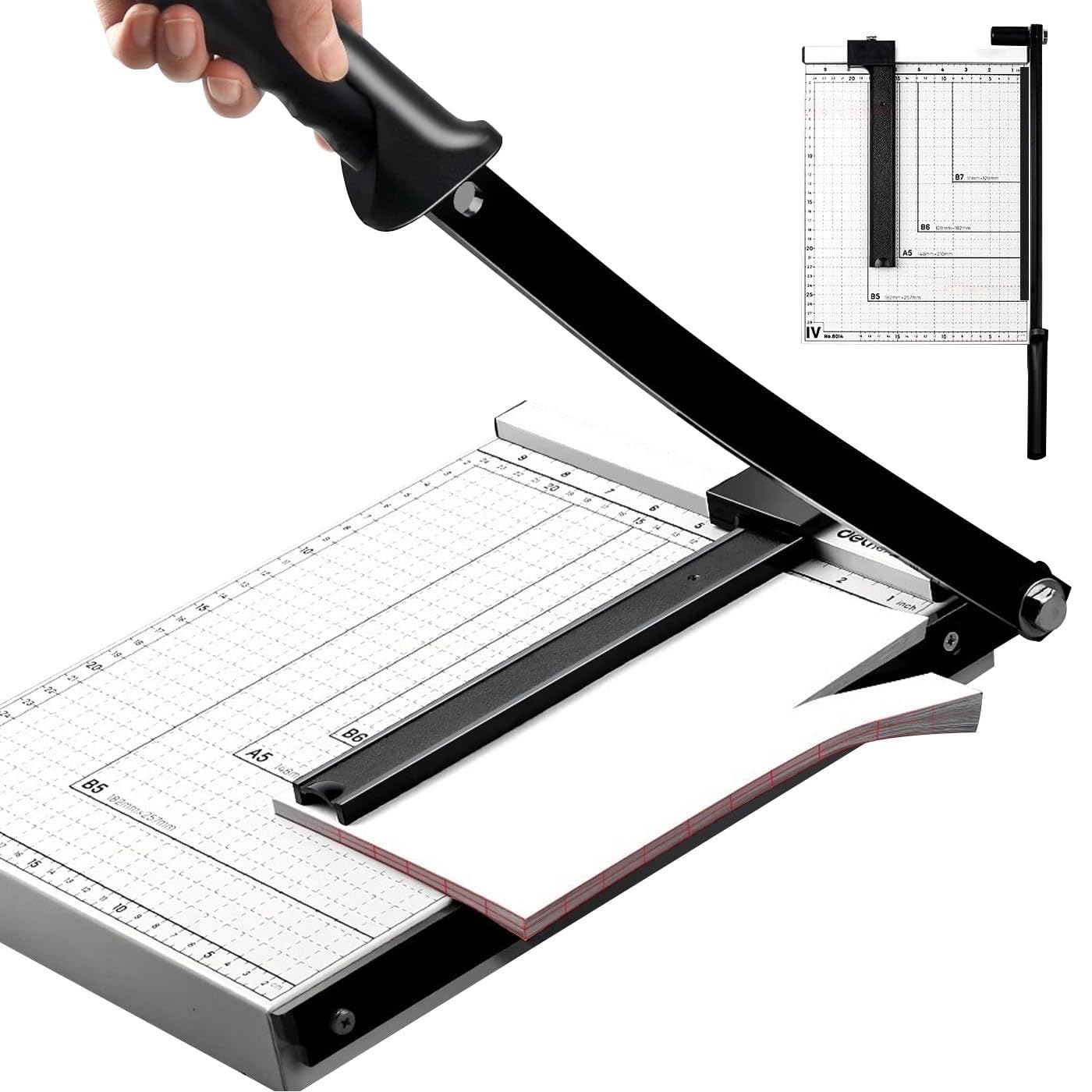 Taglierina per Carta a ghigliottina in Metallo, taglierine manuali Professionali B4/A3 con Righello Guida Regolabile e Blocco Lama, taglierina per Carta da Tavolo per casa, Ufficio, Scuola A3