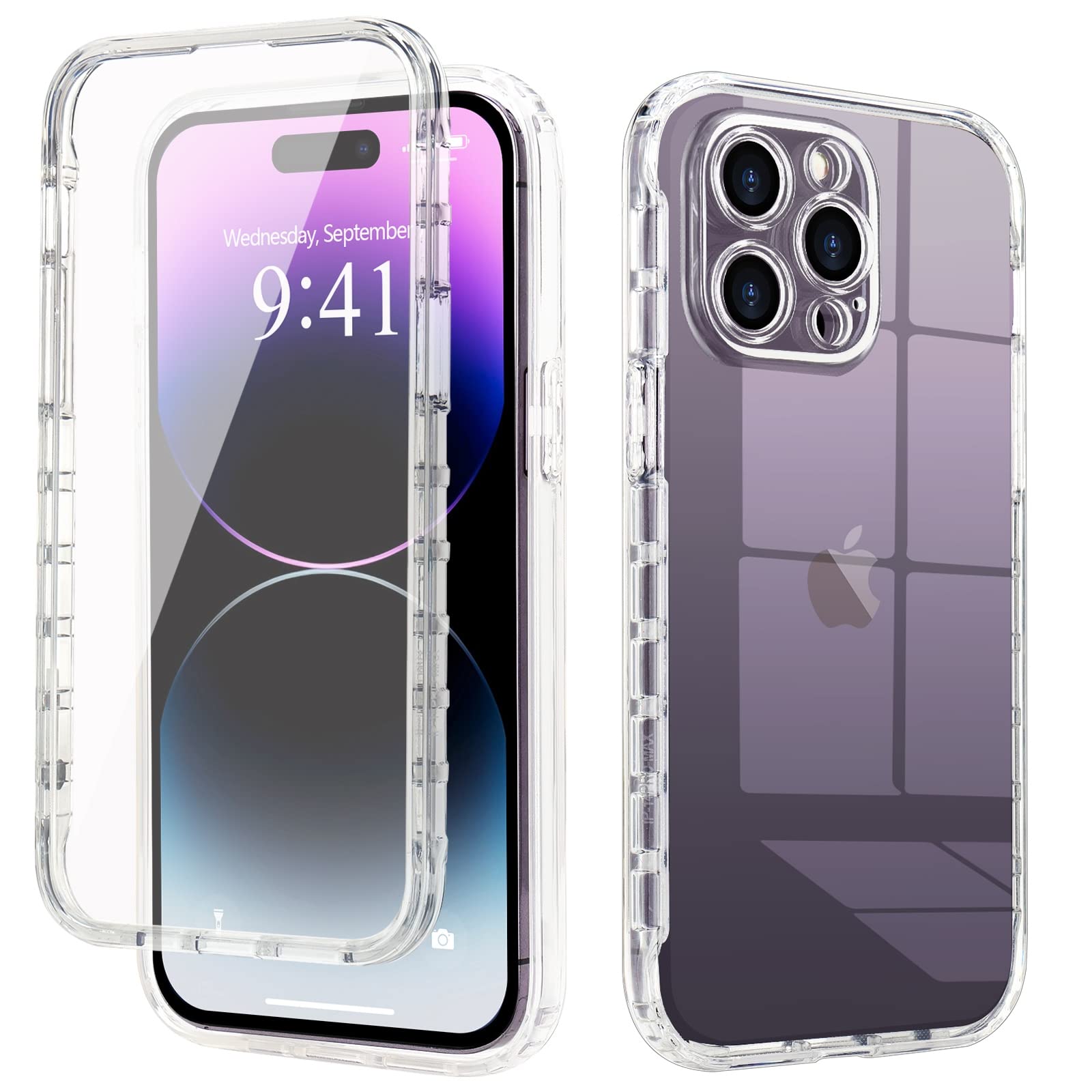 Sponsored Ad – LCHULLE for iPhone 14 Pro Max Case 360 Shockproof Crystal Clear Screen Protector Cover Silicone Glossy Bumper Front and Back Full Body Drop Proof Anti Yellow Protective Case,Transparent
