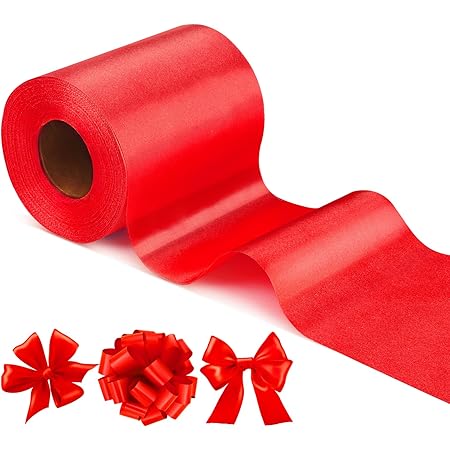 Amazon.com: TONIFUL 4 Inch x 22Yards Wide Red Satin Ribbon Solid Fabric ...