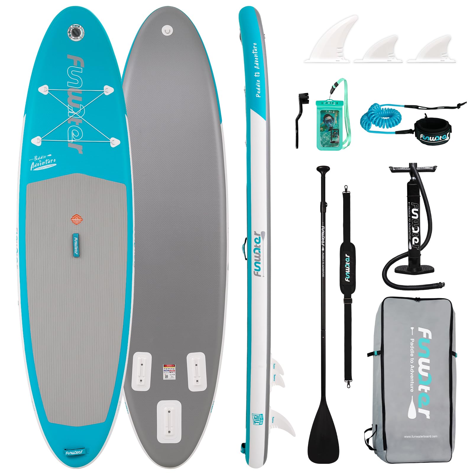 FunWater Tavola SUP Gonfiabile Surf Paddle Board Inflatable, Ultralight SUP per tutti i livelli con Due Accessori Tipo