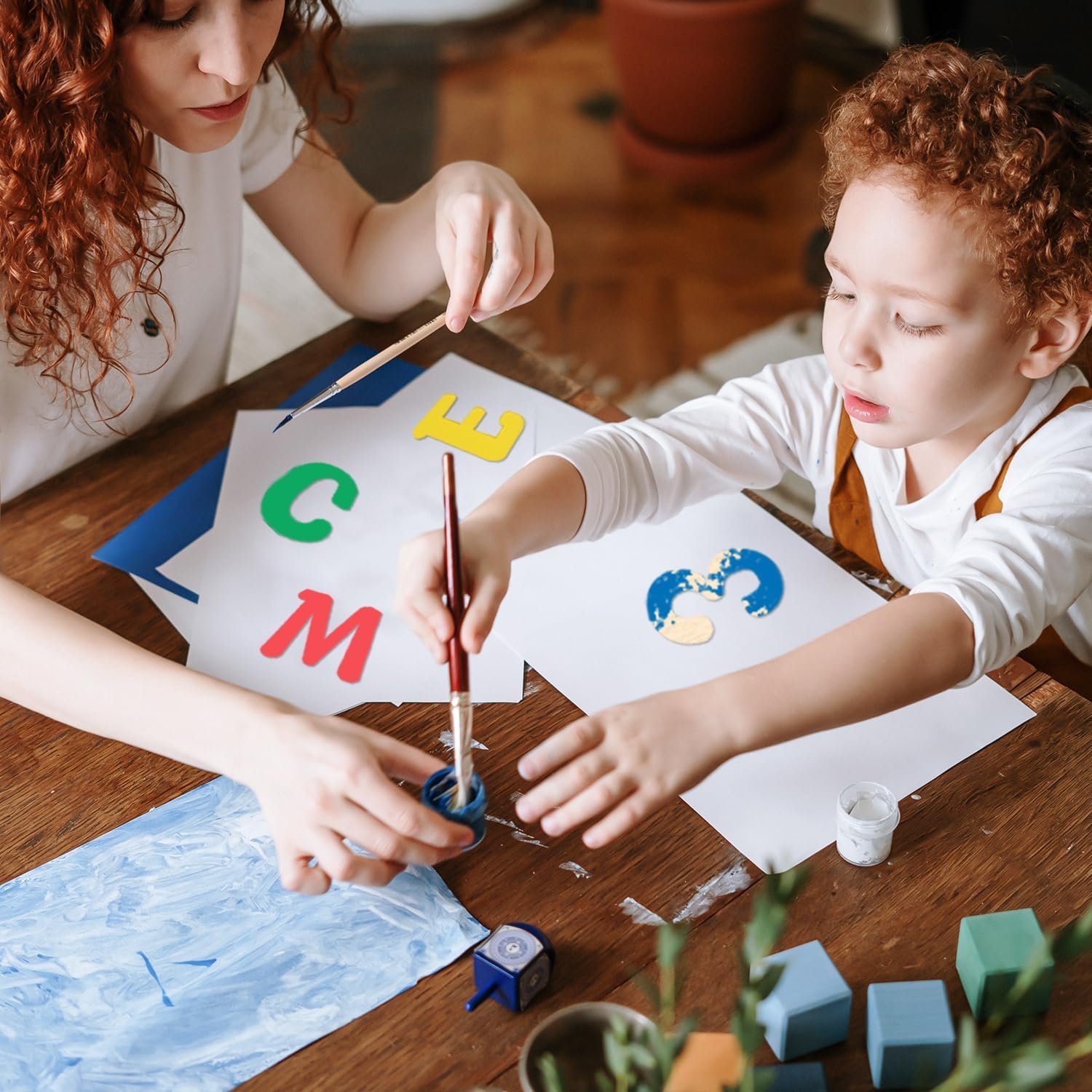 124 lettere maiuscole in legno per artigianato, 5 cm, non finite, lettere maiuscole in legno, numeri piccoli, lettere in legno per nomi di bambini, pittura fai da te, arti per bambini, ortografia