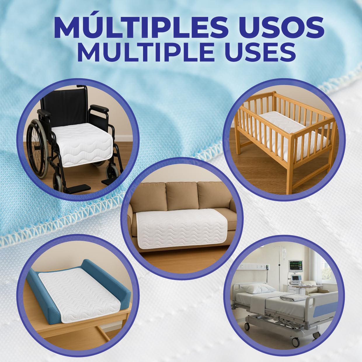 Empapadores Cama Adultos, Empapadores Bebe Lavables Hecho en España, Protector Cama Certificado Oeko Tex Capa Seguridad Impermeable, Salvacamas Súper Absorbentes (80x90cm, Pack 3)