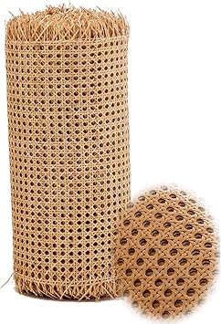 Plastic Rattan Webbing Roll for DIY Caning Furniture,Faux Cane Mesh-Open Weave Rattan Fabric Sheets for Furniture, Chair, Cabinet DoorDark,L100CM/40IN_W80CM/32IN