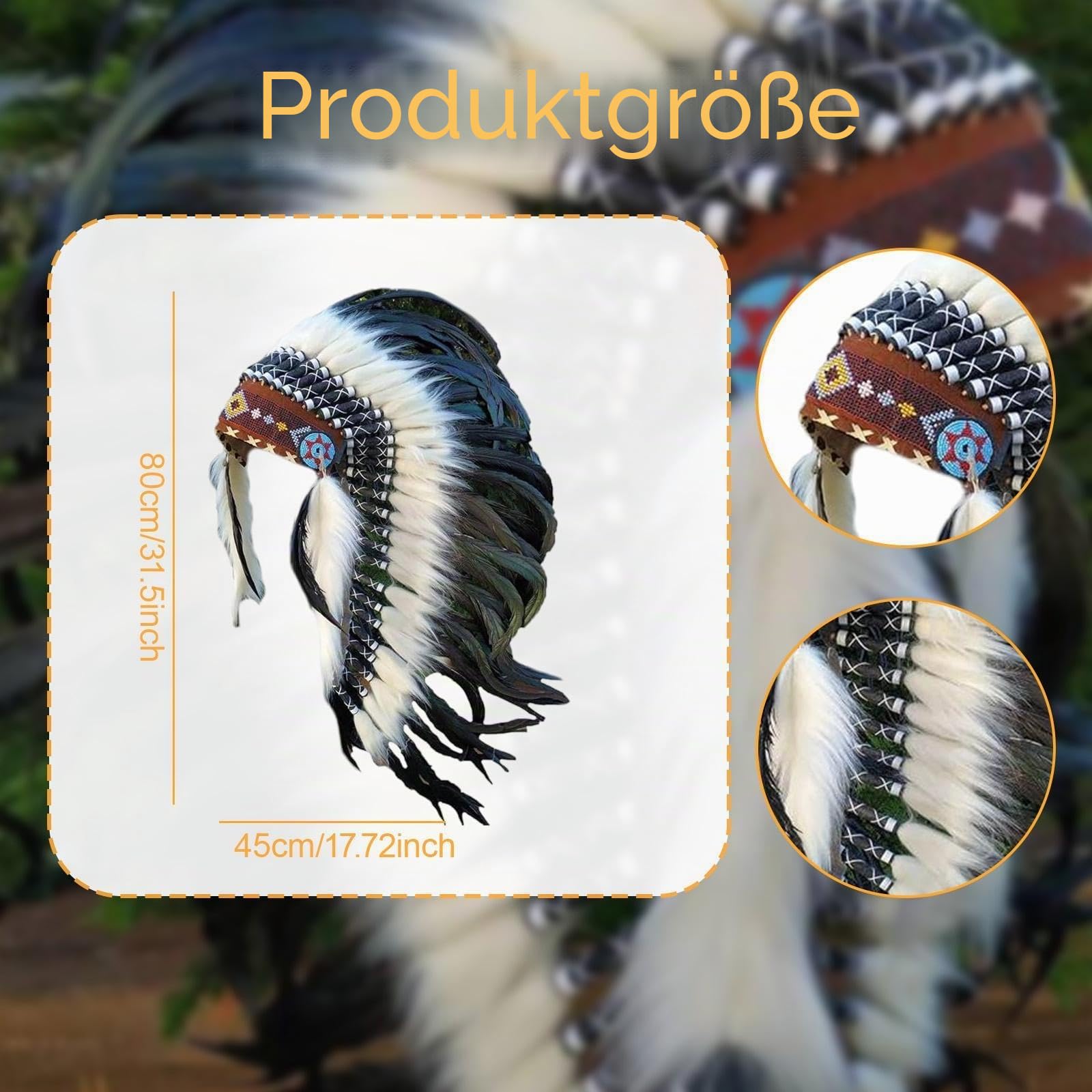 Colcolo Indianerhäuptling Kopfschmuck Kostüm Halloween Künstliche Feder Kopfschmuck