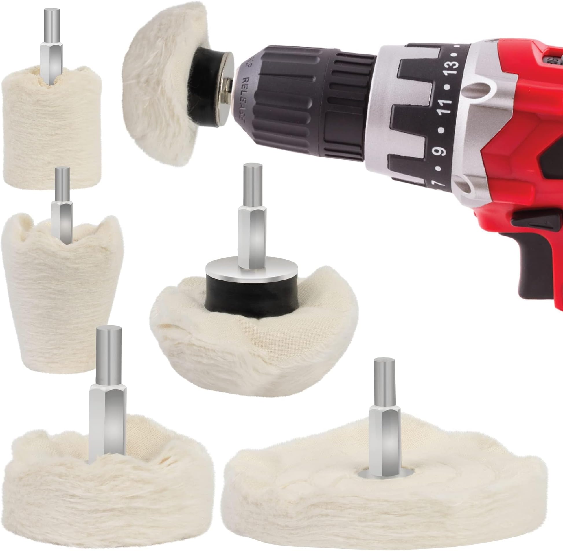 – GADLANE Polishing Wheel - 6pcs Polishing Pads, Buffing Wheel For Metal, Aluminium, Stainless Steel, Chrome, Glass & DIY Projects - Drill Buffer Attachment (Drill Not Included)