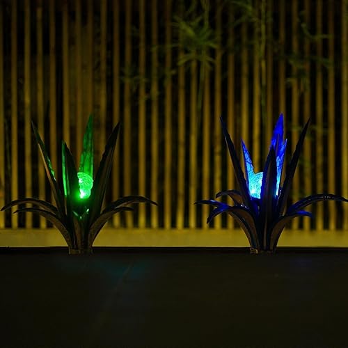 Miniatura 8 de 2 piezas de tequila de escultura rústica de metal agave planta decoración del hogar rústico pintado a mano de metal agave adornos de jardín