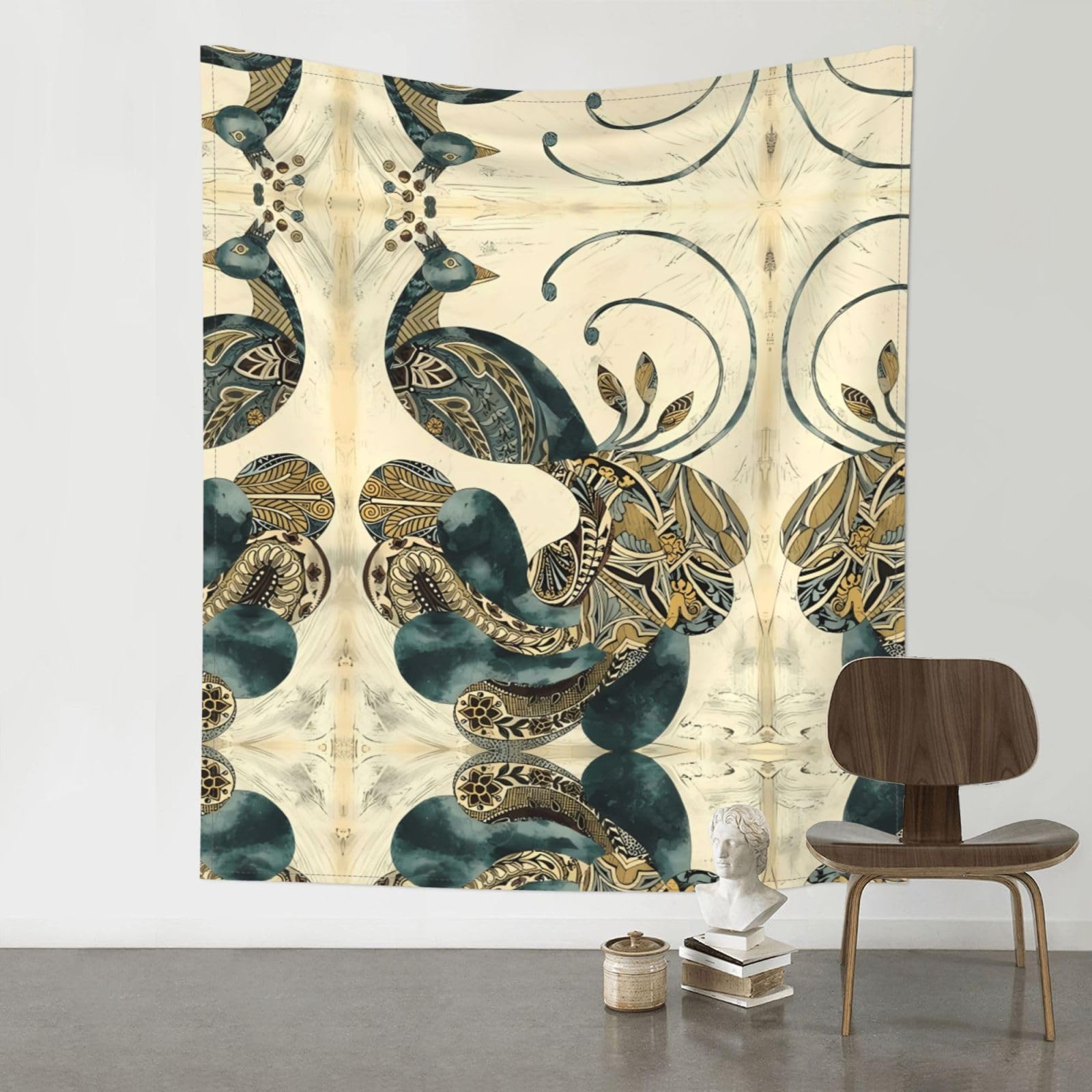 YYHHAOFA Peacock Prints 60x51in Wall Tapestry Boho Chic Dorm Decor & Beach Throw Blanket