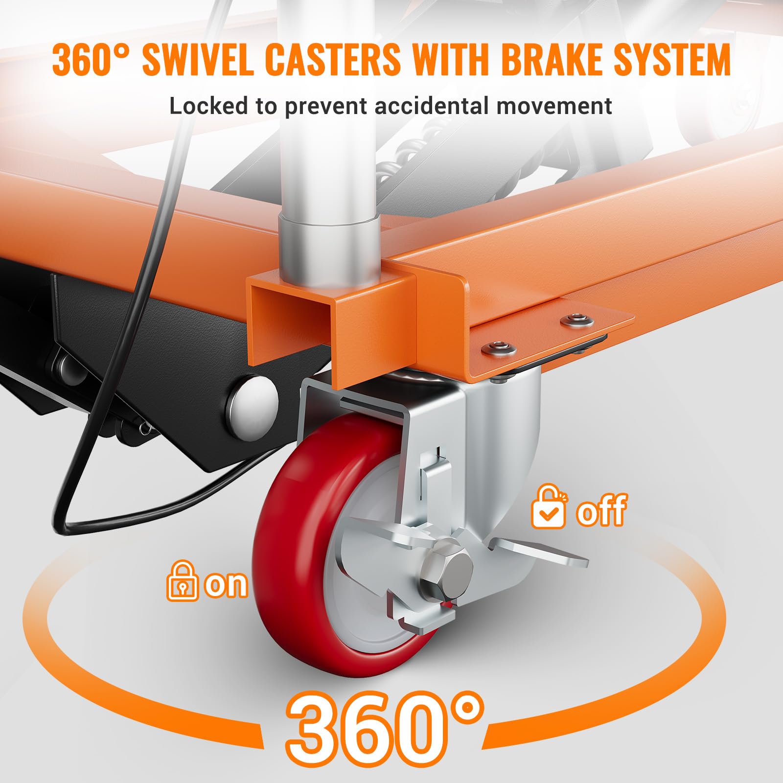 Hydraulic Scissor Lift Table Cart - 330 Lbs Capacity, 50" Lift Height, 4 PU Wheels With Brakes, Non-Slip Pad