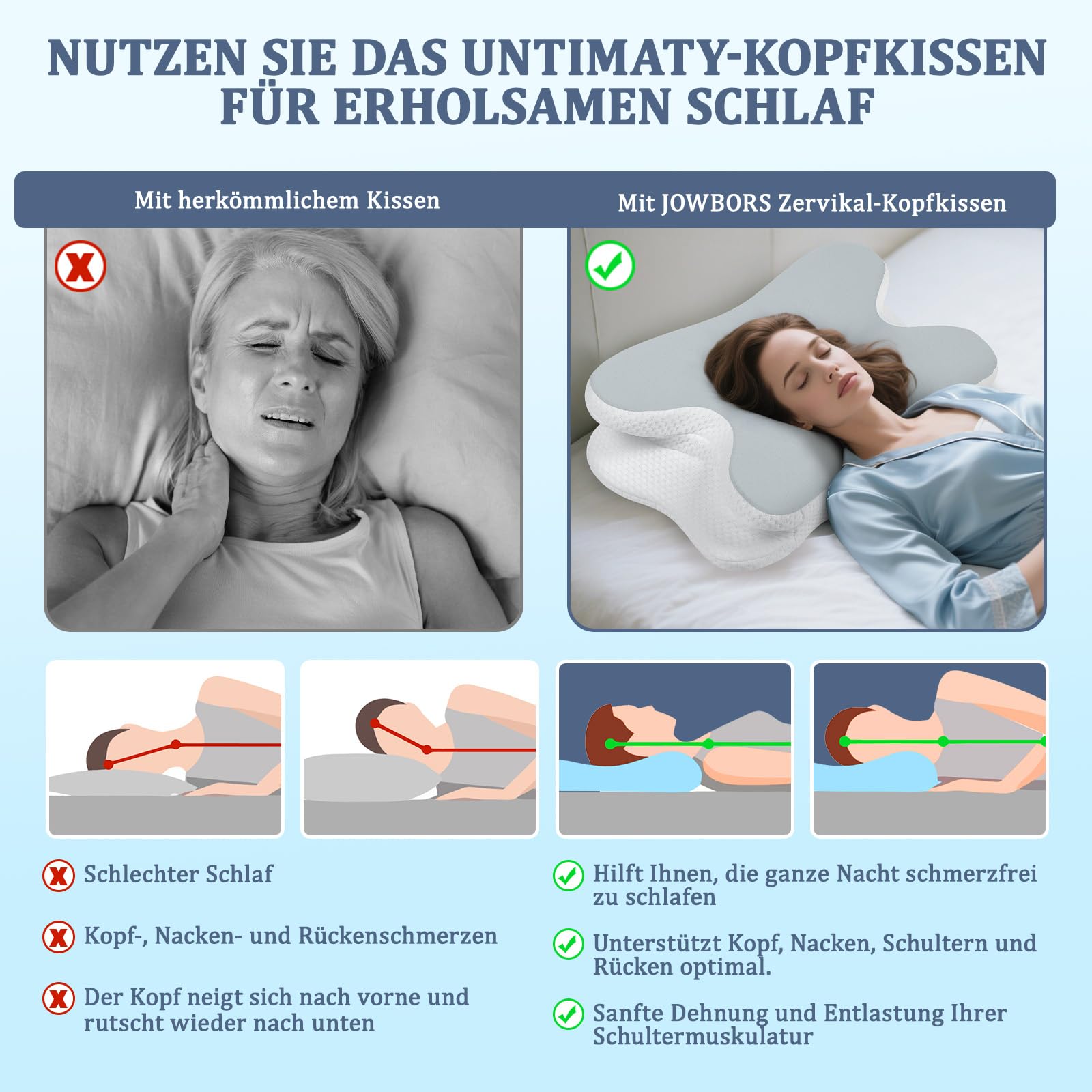 Coussin de nuque - Oreiller orthopédique en mousse à mémoire de