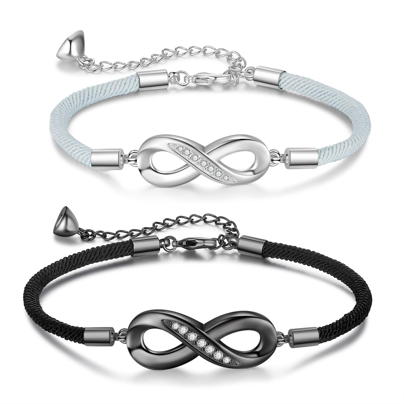 Glimmerday Juego de 2 Pulseras Magnéticas para Parejas, Pulseras Personalizadas para Parejas, Regalos de San Valentín para Parejas, Pulseras para Parejas con Colgante de Amor